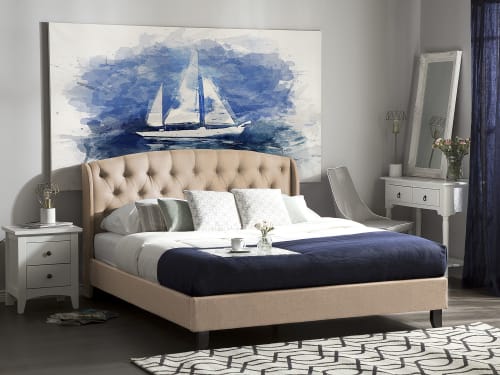 Comodino velluto blu marino e oro 46 x 38 cm FLAYAT