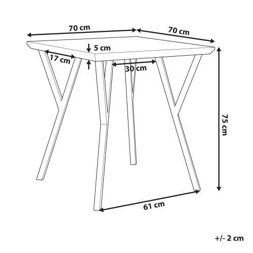 Tavolo da pranzo legno scuro e nero 70 x 70 cm BRAVO