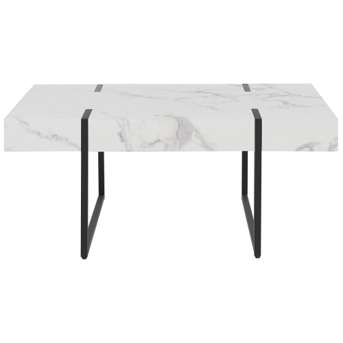 Tavolino da salotto moderno cm 110x60x44 h in truciolare bianco NICA