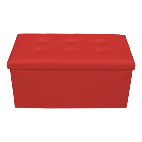 Puff contenitore con coperchio in similpelle rosso COLOR LIFE