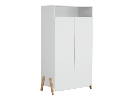 Chambre bébé lit, meuble à langer et armoire blanc et hêtre verni (At4) - Couverture