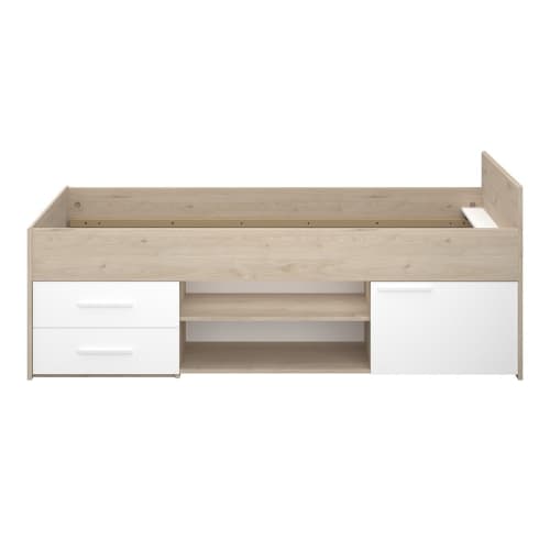 Letto per bambini 90X190 cm in legno naturale e grafite con vani e