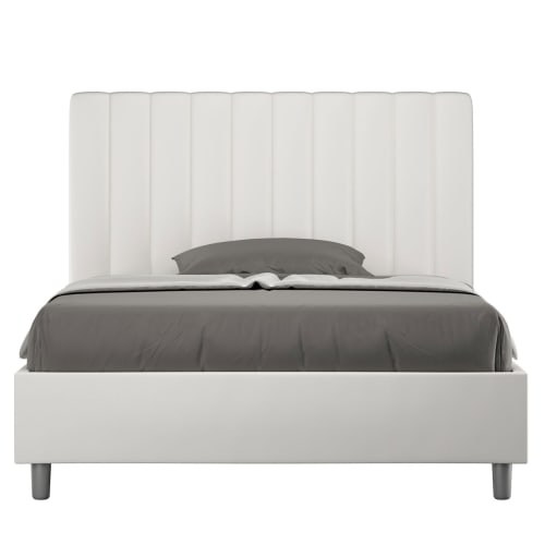 Letto senza rete imbottito 120x190 similpelle bianco AGUEDA