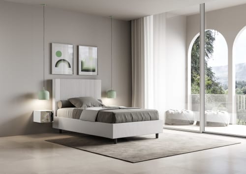 Letto contenitore 140x200 cm in tessuto bianco MADDALENA