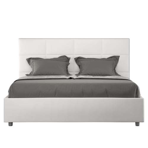 Letto senza rete imbottito 160x200 similpelle bianco MIKA