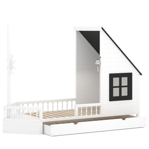 Letto singolo per bambini in legno massello di pino&HDF 190x90 blu