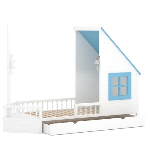 Letto singolo per bambini in legno massello di pino&HDF 200x90 nero