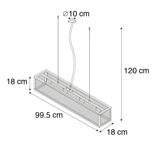 Lampada a sospensione industriale nera - 4 LASER