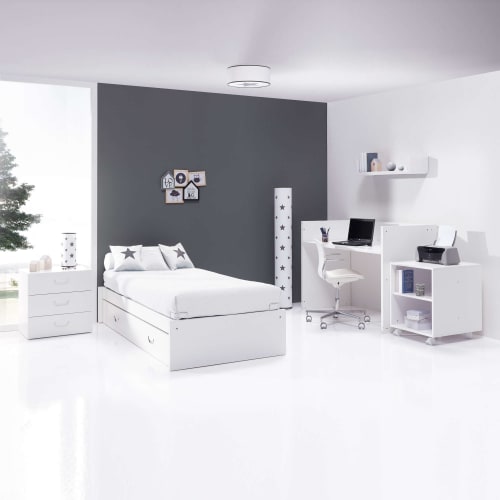 Cuna convertible con cama nido en madera y gris de 70x140 cm SERO LOFT