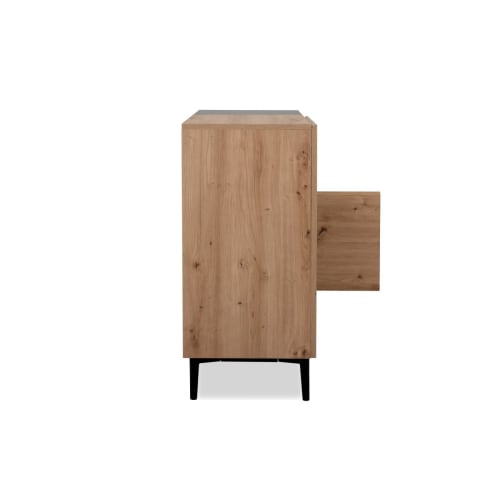 Credenza alta a 2 ante e 1 vano L80 cm - Decorazione legno e nero NOLA