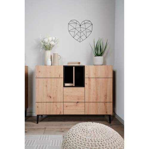 Cooper Steel credenza design moderno 3 ante buffet 156cm in legno nero