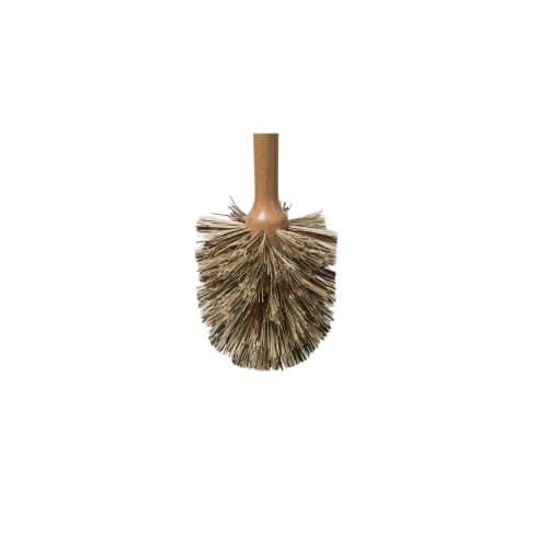 Brosse wc en résine effet bois et doré Couleur bois Wadiga