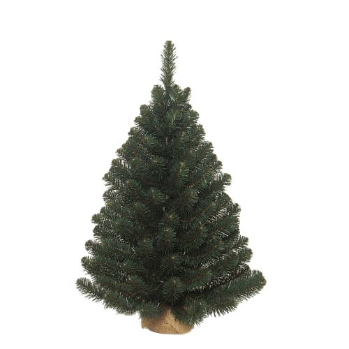 Albero di natale innevato in sacco di iuta 90 cm verde RINGROSE