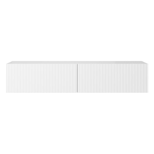 Meuble TV 140 cm blanc avec façade fraisée | Maisons du Monde