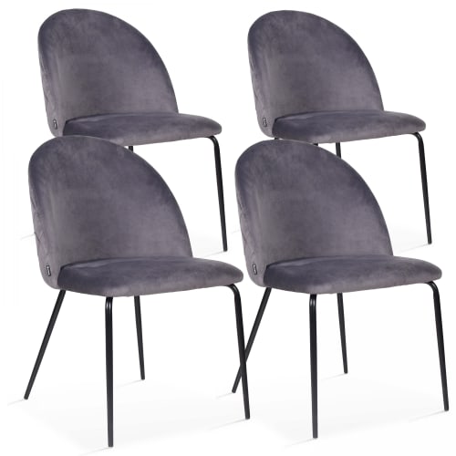 Lot de 4 chaises en tissu gris foncé - Lila - Homifab