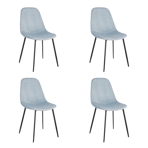 Lot de 4 chaises bleu avec pieds en métal noir | Maisons du Monde