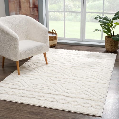 Tapis salon motif en relief crème - 120x170 cm HARMONIE