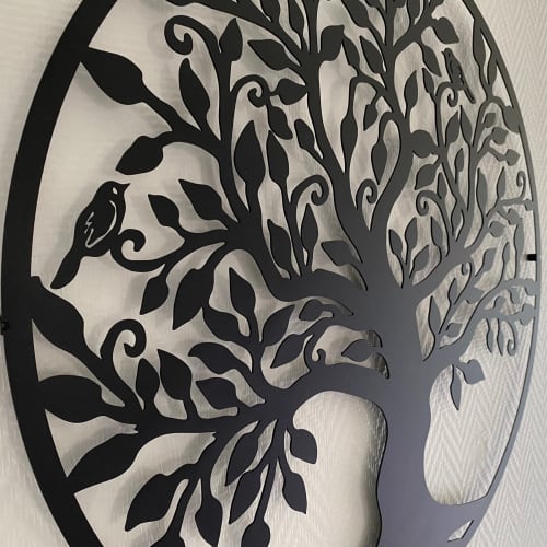 Déco murale arbre de vie et oiseaux cercle en métal noir 60 cm | Maisons du  Monde