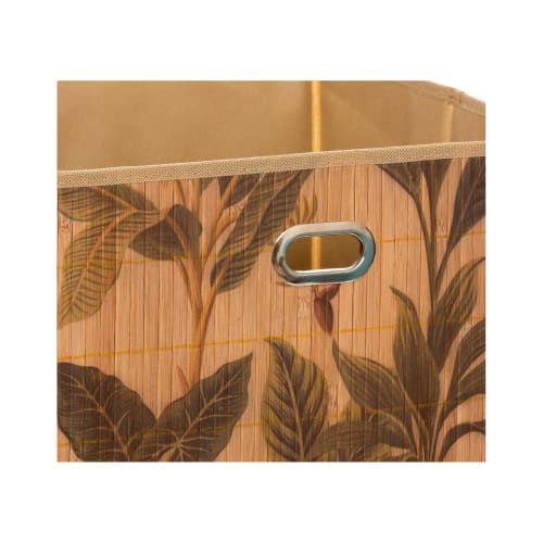Panier rangement salle de bain bambou feuillage exotique - 15x31x15cm