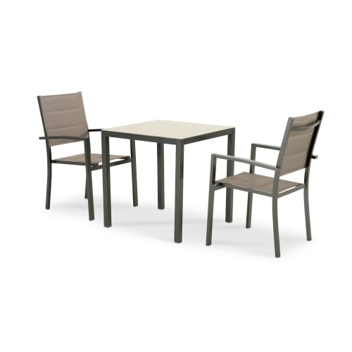 Set tavolo fisso 70×70 e 2 sedie da giardino marrone TOKYO