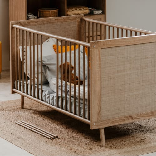 Pack lit bébé avec matelas Flocon Bois naturel 70x140 cm marron