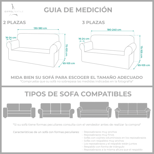 Pack 2 Fundas sofá 2 plazas (130-180) + 3 plazas (180-240) marfil MONACO  BIELÁSTICA