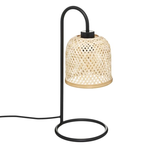 Lampe à poser en céramique Beige et abat-jour corde H 57,5 cm
