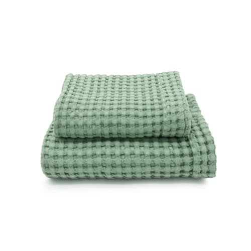 Set di 4 asciugamani viso e ospite in cotone verde 110x60cm VENERE