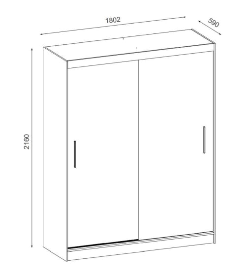 Armario puertas correderas barra + 3 estantes 180 cm blanco JANGO