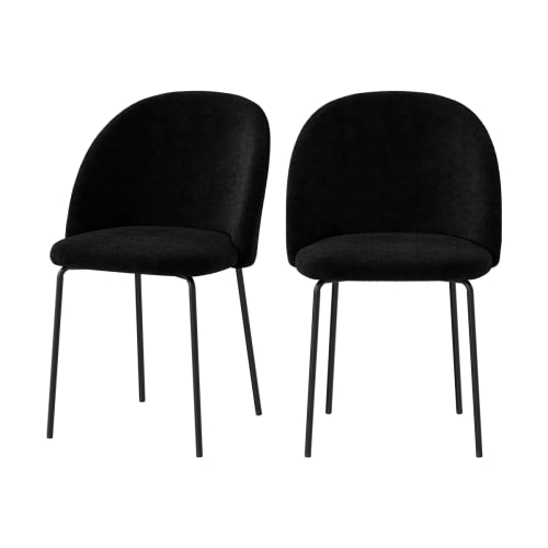 Chaise en tissu bouclé noir (lot de 2) | Maisons du Monde