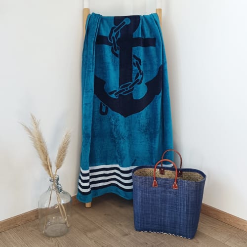 Drap de bain CLAIRE 70x140 bleu marine en coton