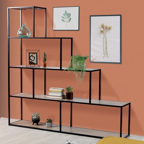 Libreria a scala con 5 ripiani L160 cm - Decorazione Legno Colorado