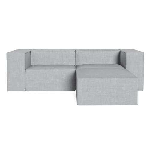 Canapé modulable 3 places avec pouf en tissu gris | Maisons du Monde