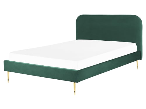 Ensemble lit adulte 180x200 cm placage bois avec tête de lit en cannage  Leonie + Matelas mémoire de forme Memo HR - Homifab