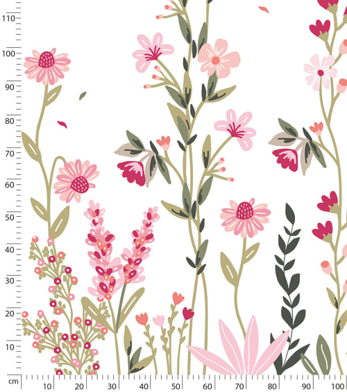 Stickers muraux fleurs et papillons magenta Couleur rose Lilipinso