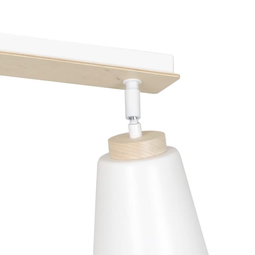 Regleta techo nórdico de madera y 2 focos metálicos blancos orientable DERA