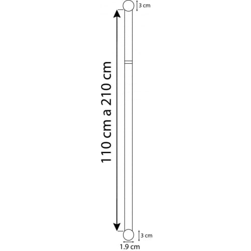 Double tringle à rideau fixations ext.167 à 305cm nickel D25mm