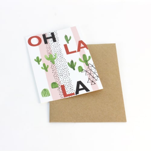Carte postale double avec enveloppe en papier recyclé CHAT