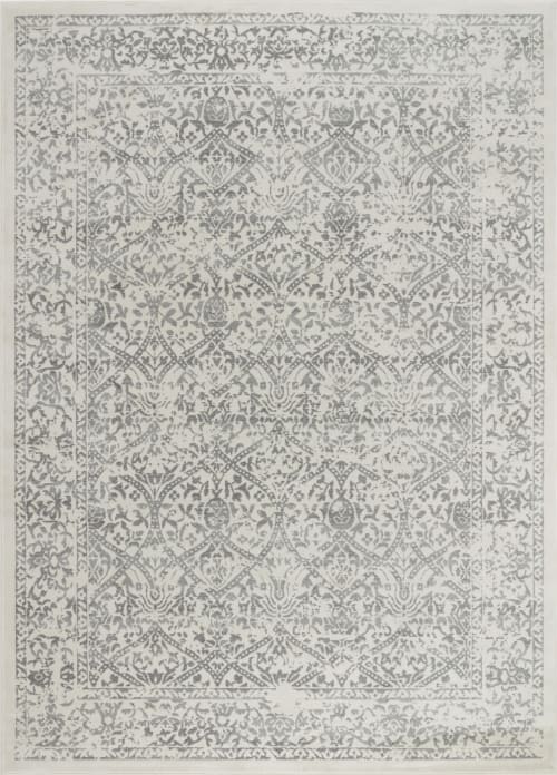 Tapis Vintage Oriental - Blanc et Gris - 120x170cm | Maisons du Monde