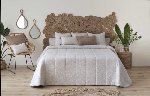 Edredón confort acolchado 200 gr jacquard gris cama 90 (190x265 cm) UTIEL