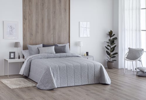 Edredón confort acolchado 200 gr jacquard gris cama 105 (190x265 cm) UTIEL