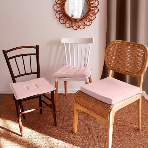 Galettes de chaise moutarde imitation feutre - Lot de 4 - Ø 35cm FELT