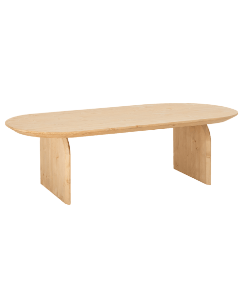 Mesa de centro ovalada de madera maciza en tono roble medio de 120cm BLOOM
