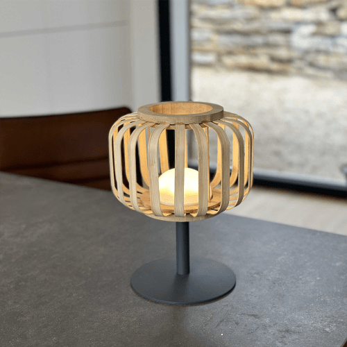 Lampe de table sans fil bambou Beige H25cm