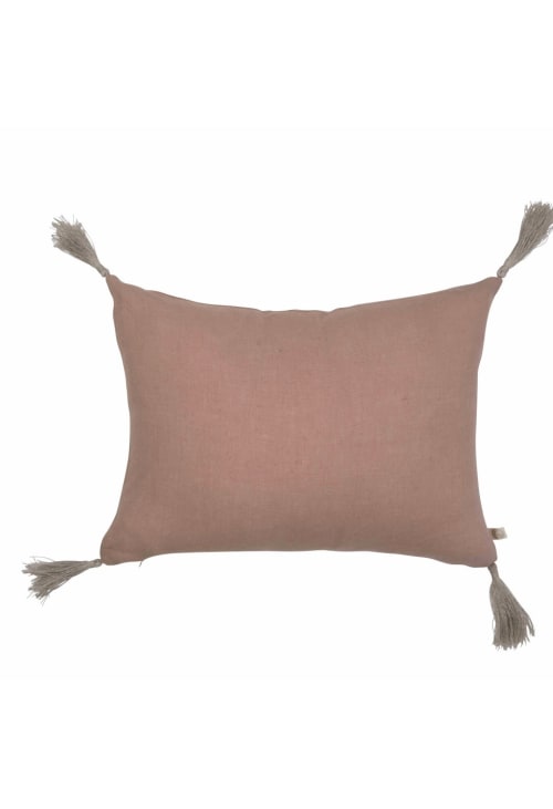 Housse de coussin lin lavé - rose