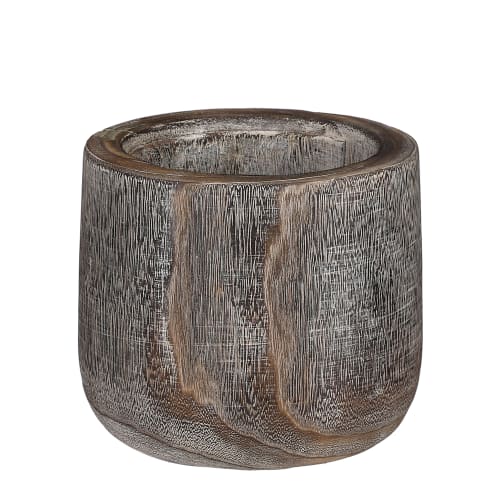 Cache-pot en bois de paulownia marron foncé D19 | Maisons du Monde