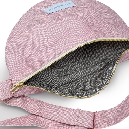 Sac banane en toile de coton bio bois de rose broderie dorée Les  pensionnaires