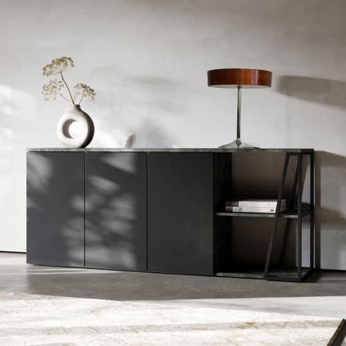 Credenza buffet in color legno e nero BLACKPOOL 