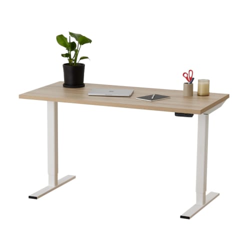 Bureau assis-debout électrique blanc 140x70x3cm ELEVA PREMIUM