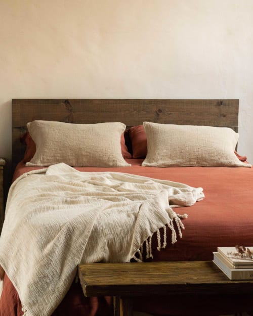 Testiera letto in legno riciclato marrone per letto da 150 cm NALA